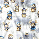 Bavlnená látka - vianočné lesné zvieratá v modrých čiapkach
