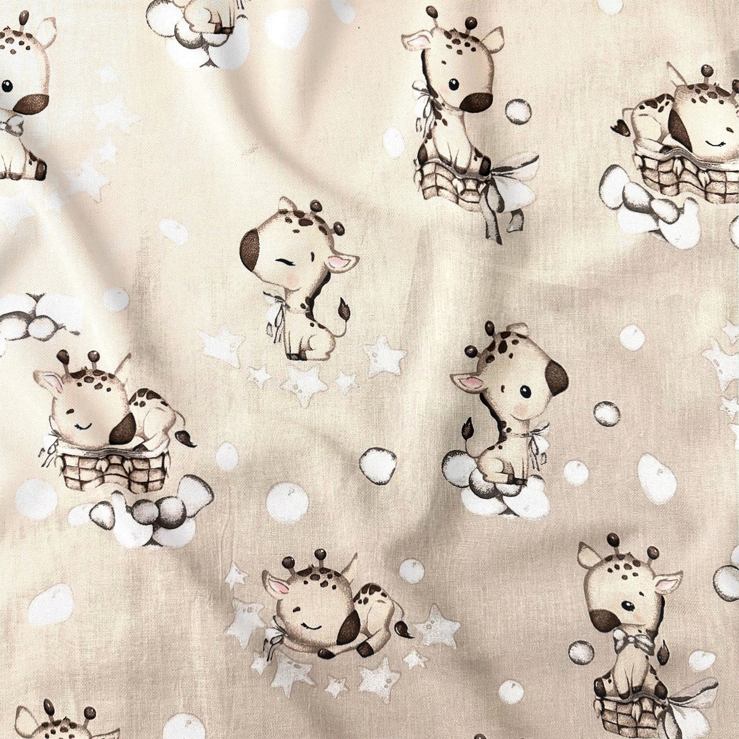 Cotton Fabric - Baby cows, Beige