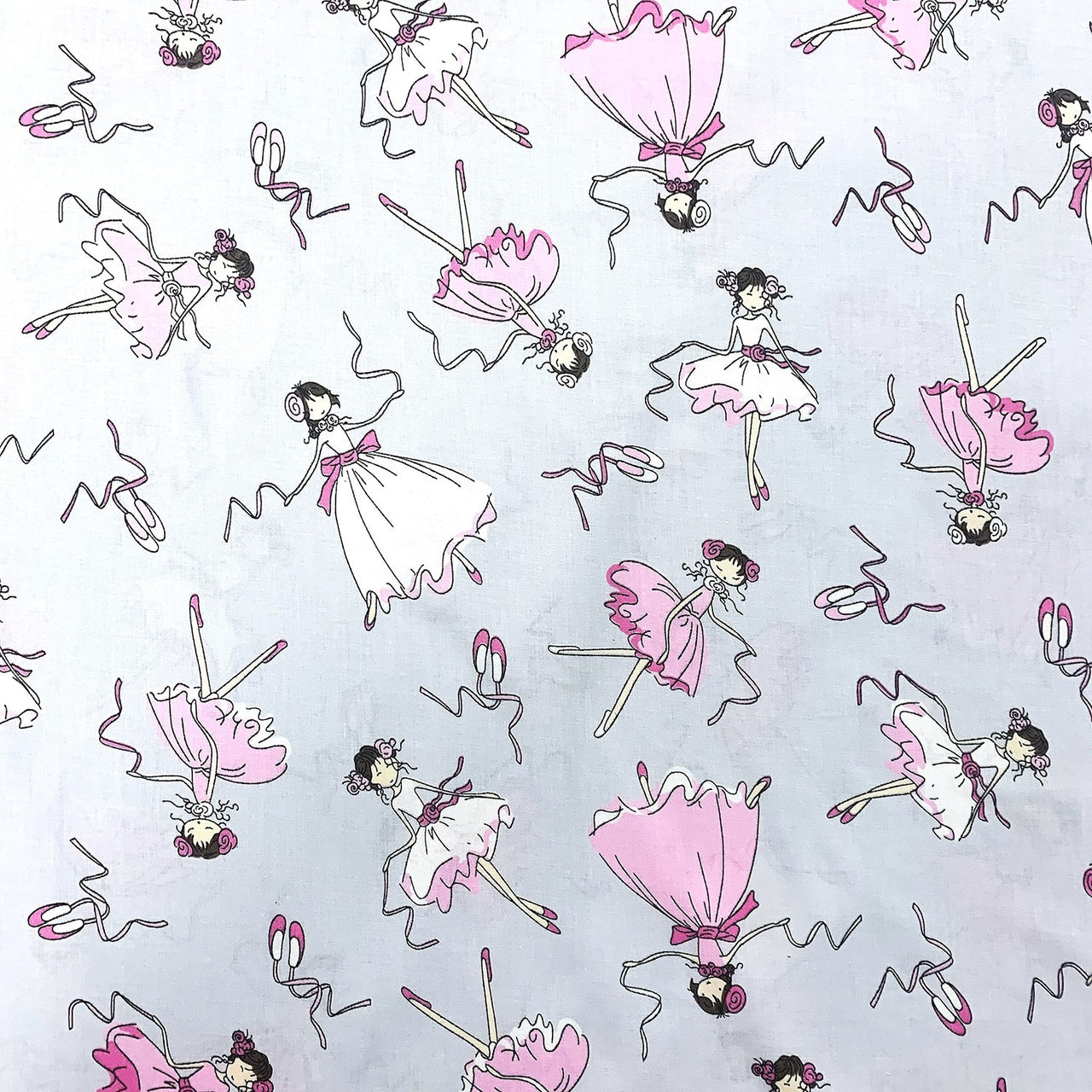 Cotton Fabric - Ballerinas Grey