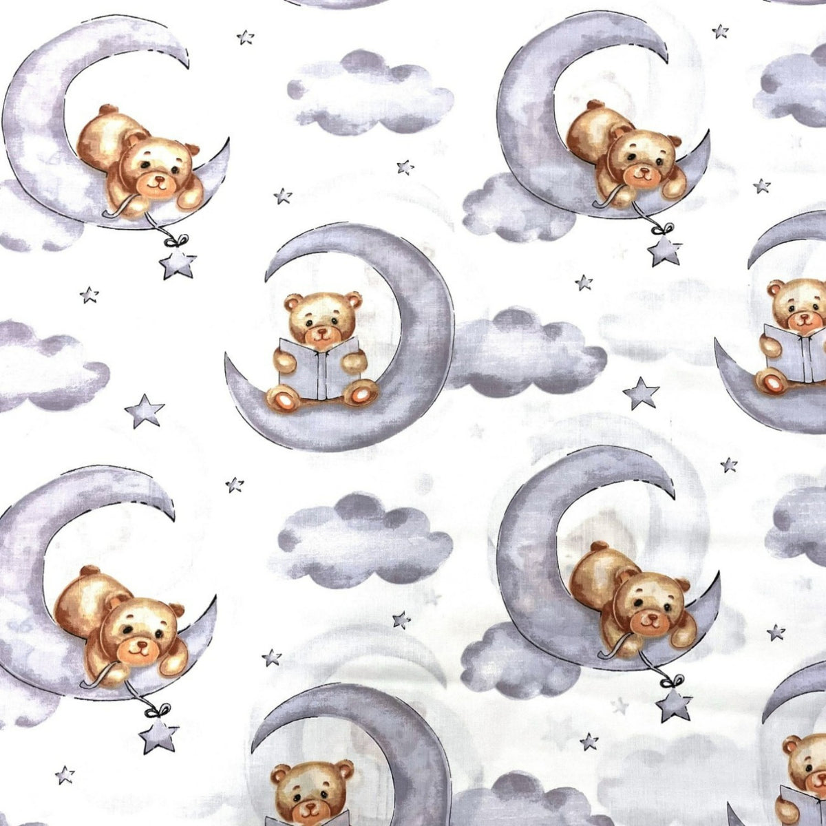 Cotton Fabric - Bears and Moons