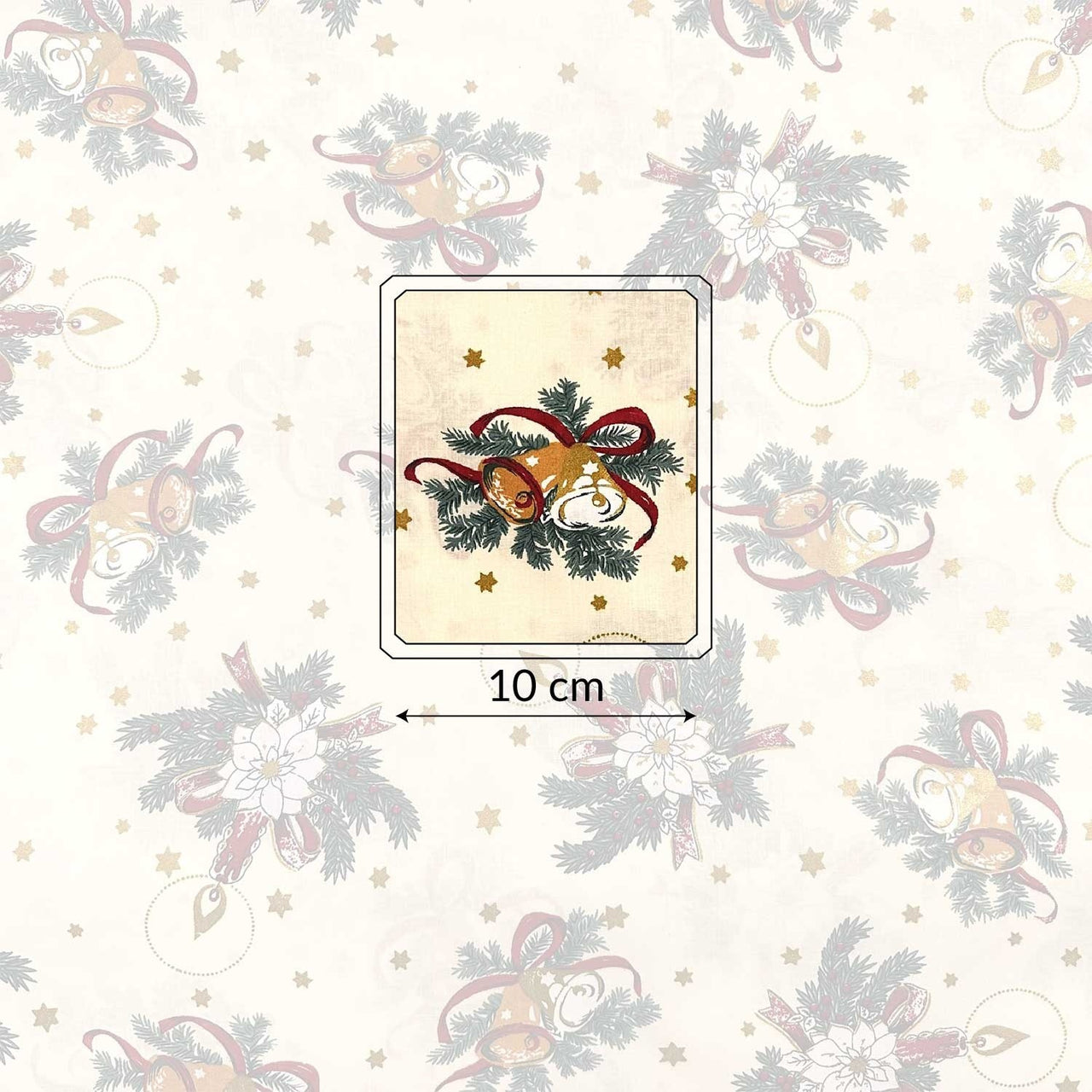 Cotton Fabric - Bells and Candles, Ecru