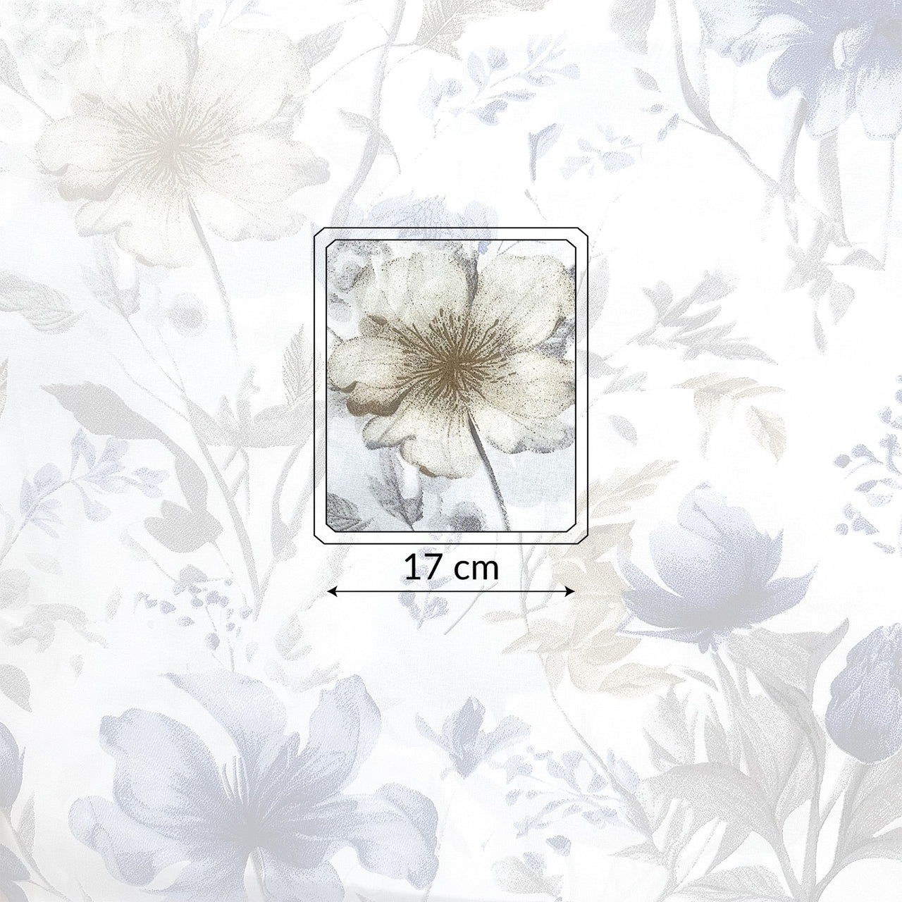 Cotton Fabric - Blue Hibiscus