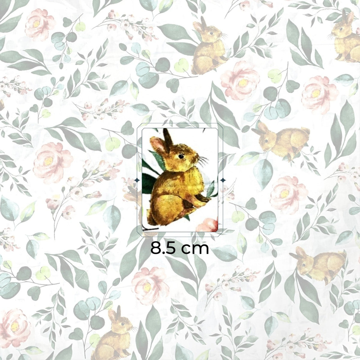 Cotton Fabric - Bunnies and Roses