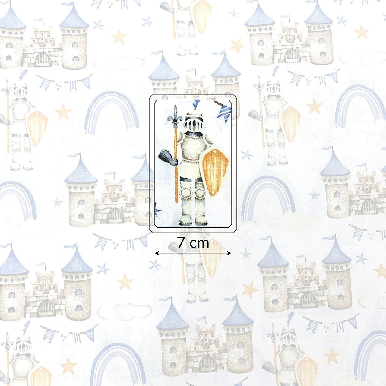 Cotton Fabric - Castle, Blue