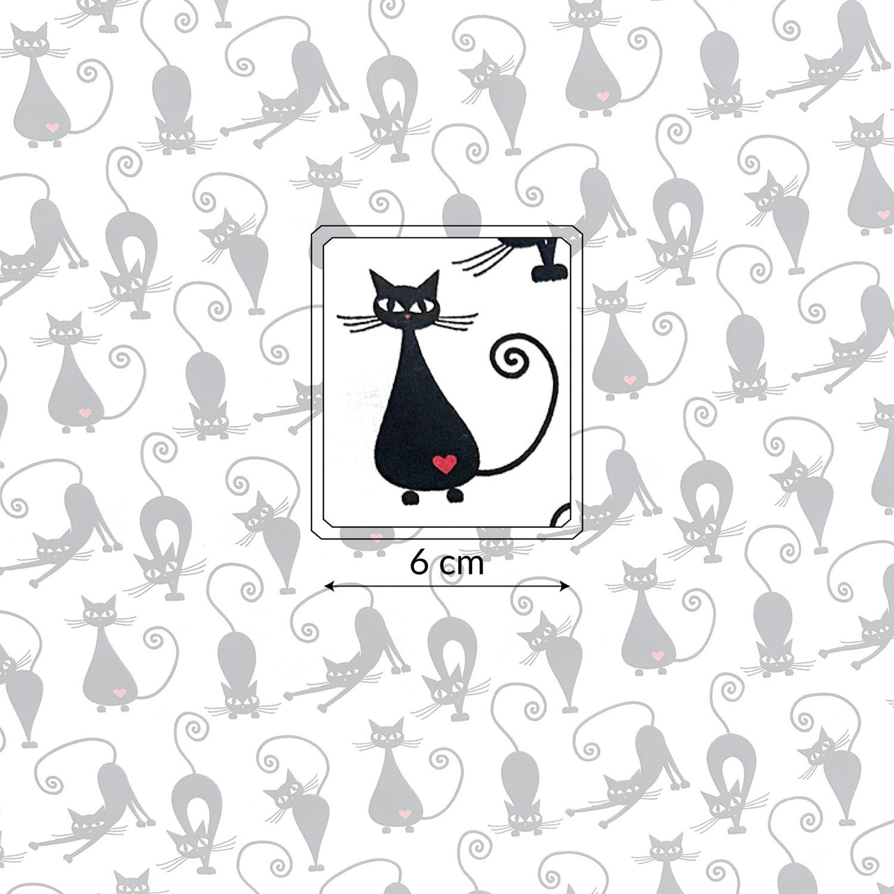 Cotton Fabric - Cats and Hearts on White