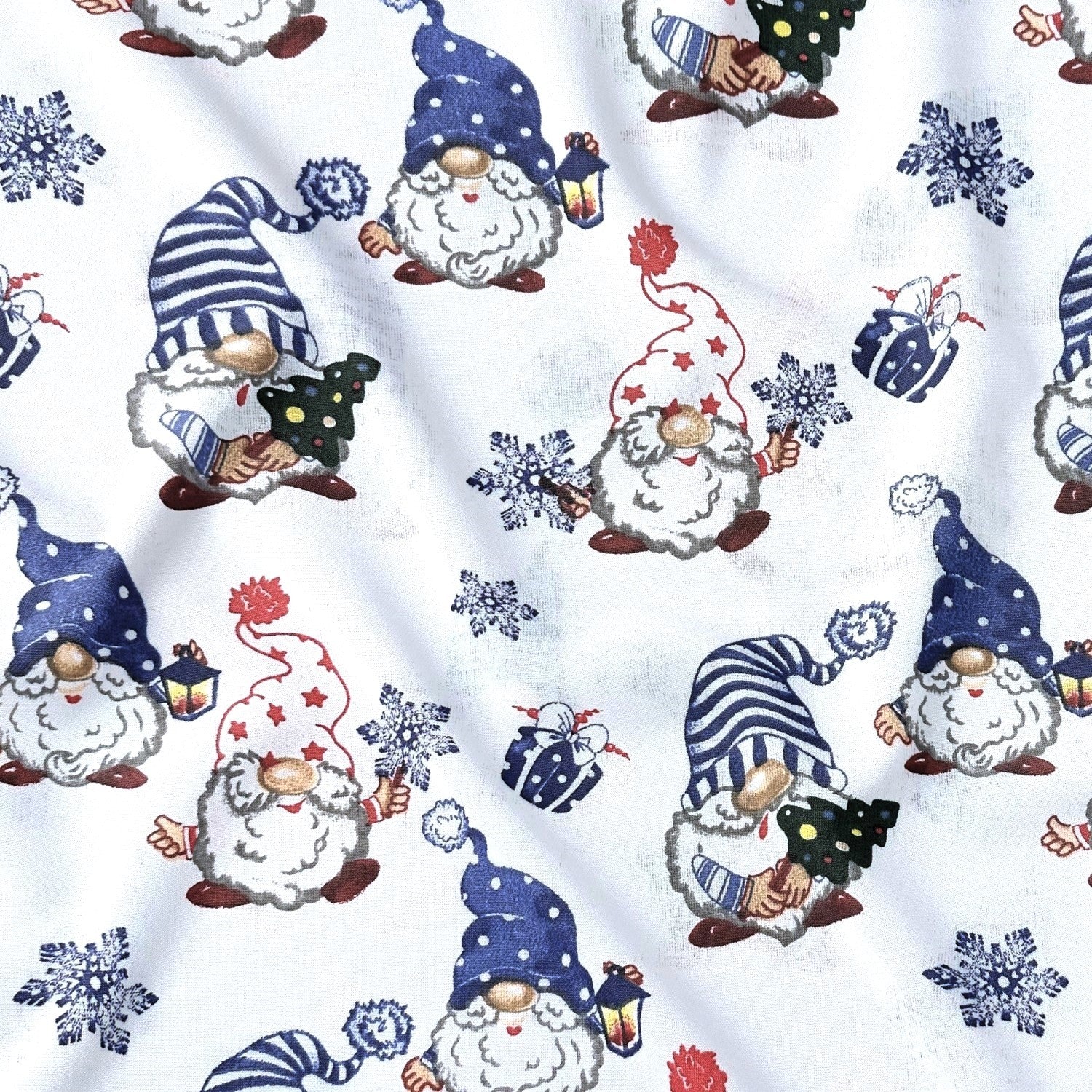 Cotton Fabric - Christmas Gnomes and Gadgets Navy Blue