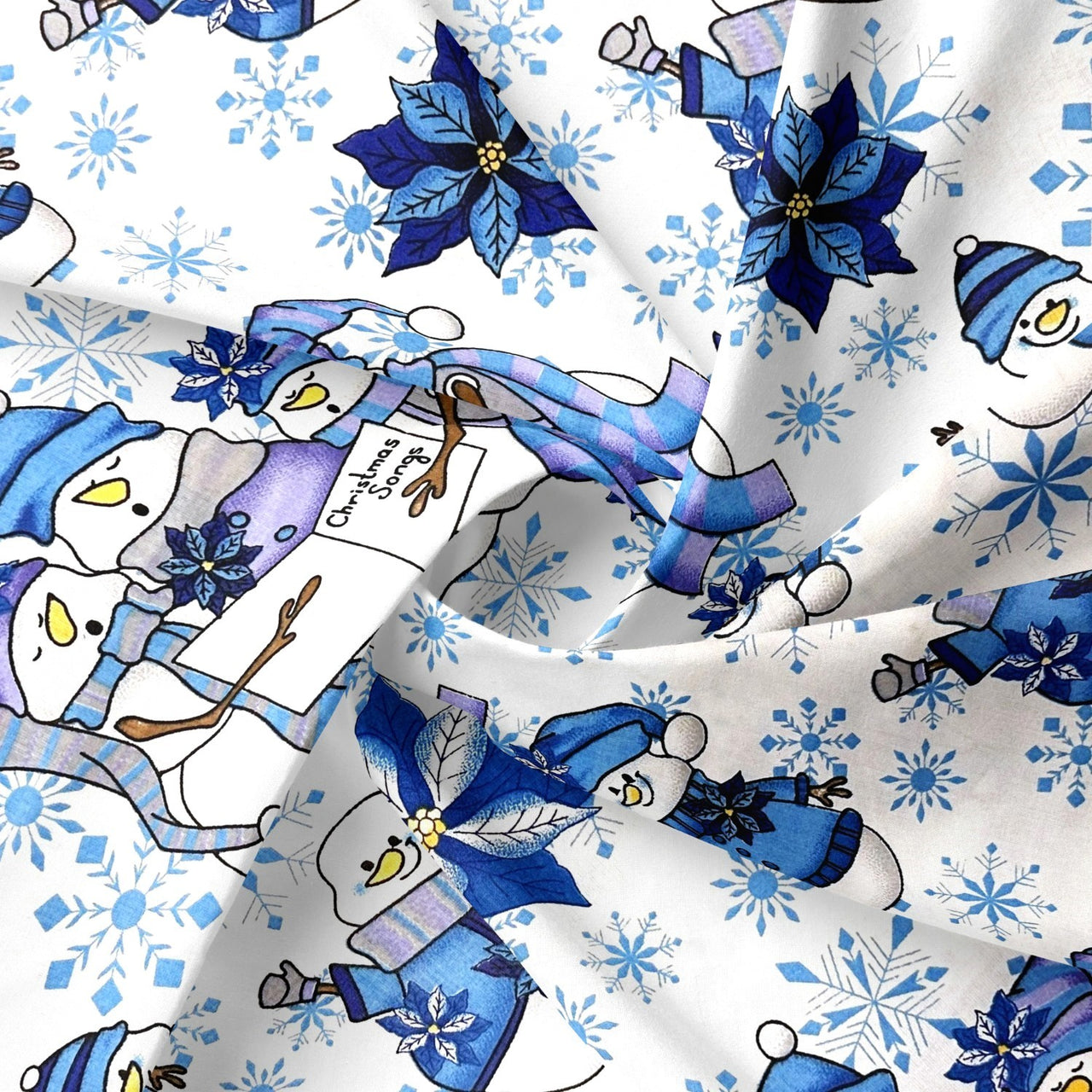 Cotton Fabric - Christmas blue snowmen