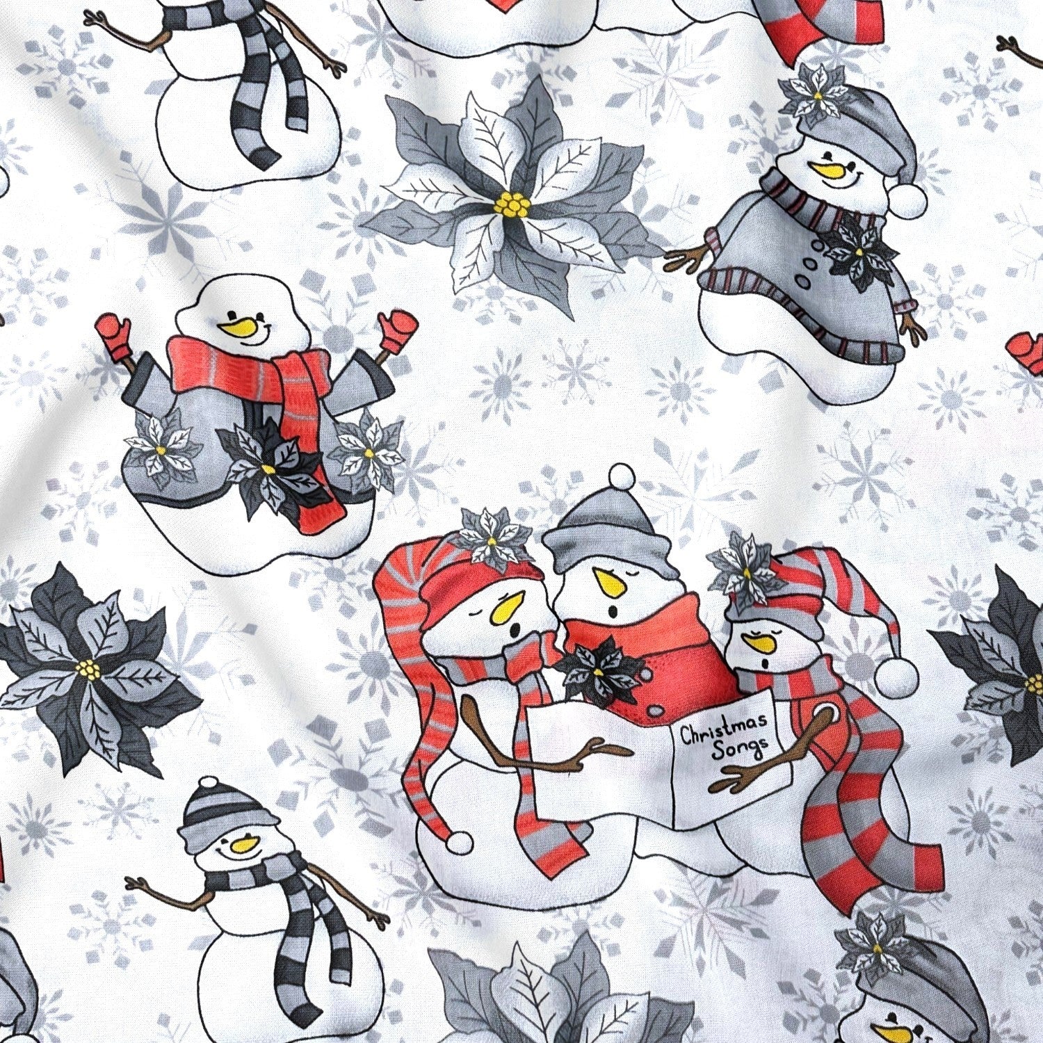 Cotton Fabric - Christmas red snowmen