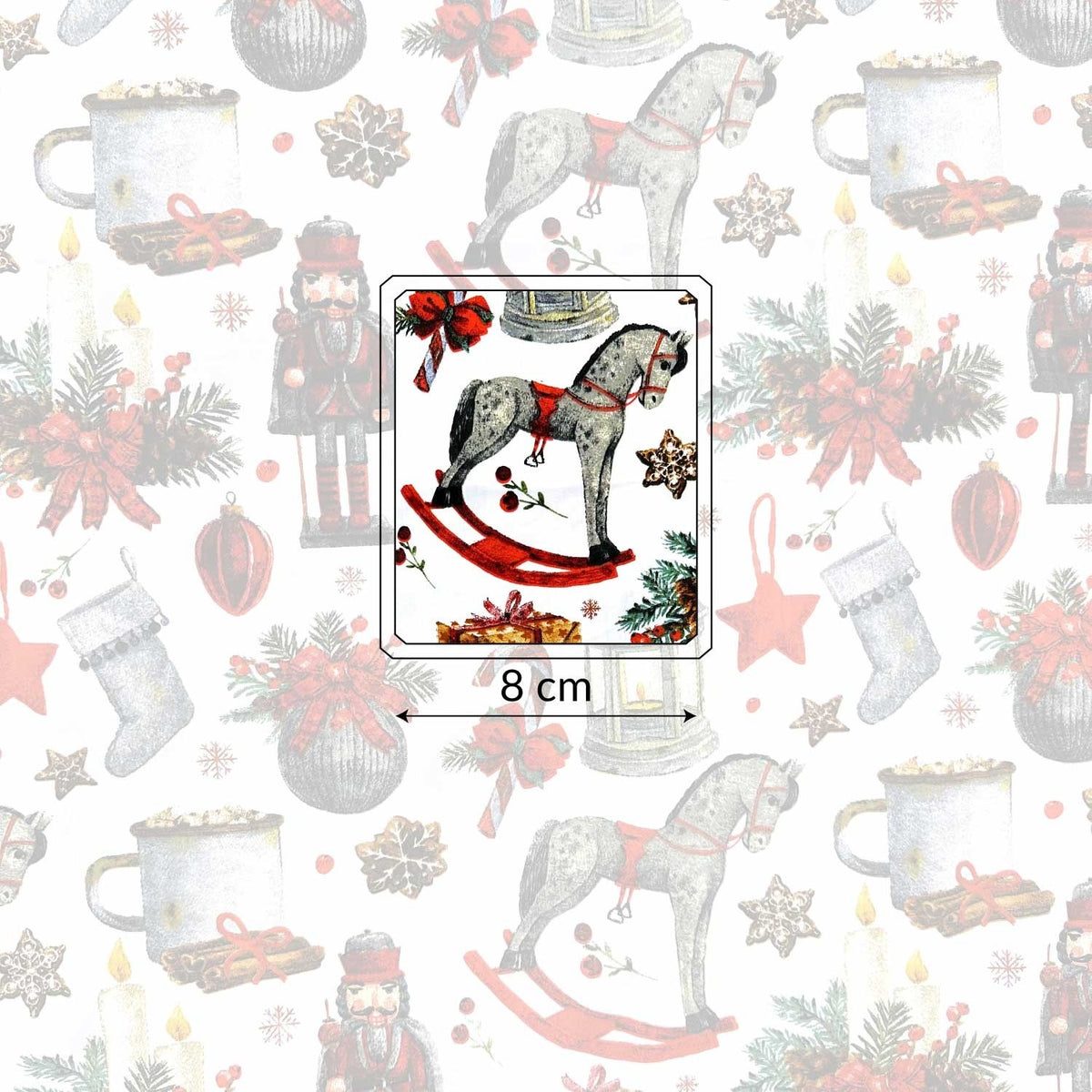 Cotton Fabric - Christmas rocking white