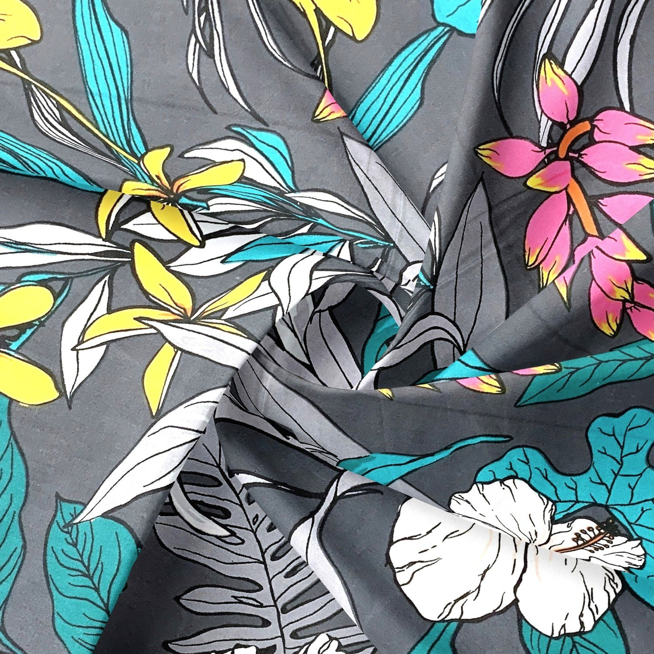 Cotton Fabric - Colorful Botany, Gray