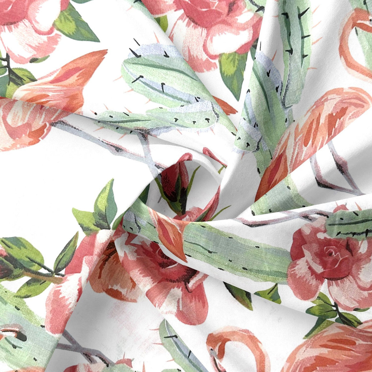 Cotton Fabric - Flamingos and Cacti