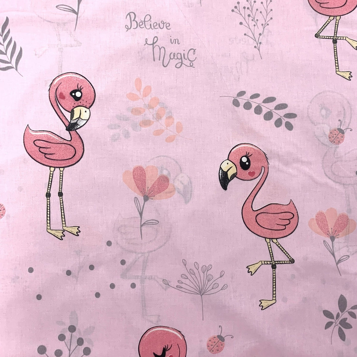 Cotton Fabric - Flamingos and Twigs