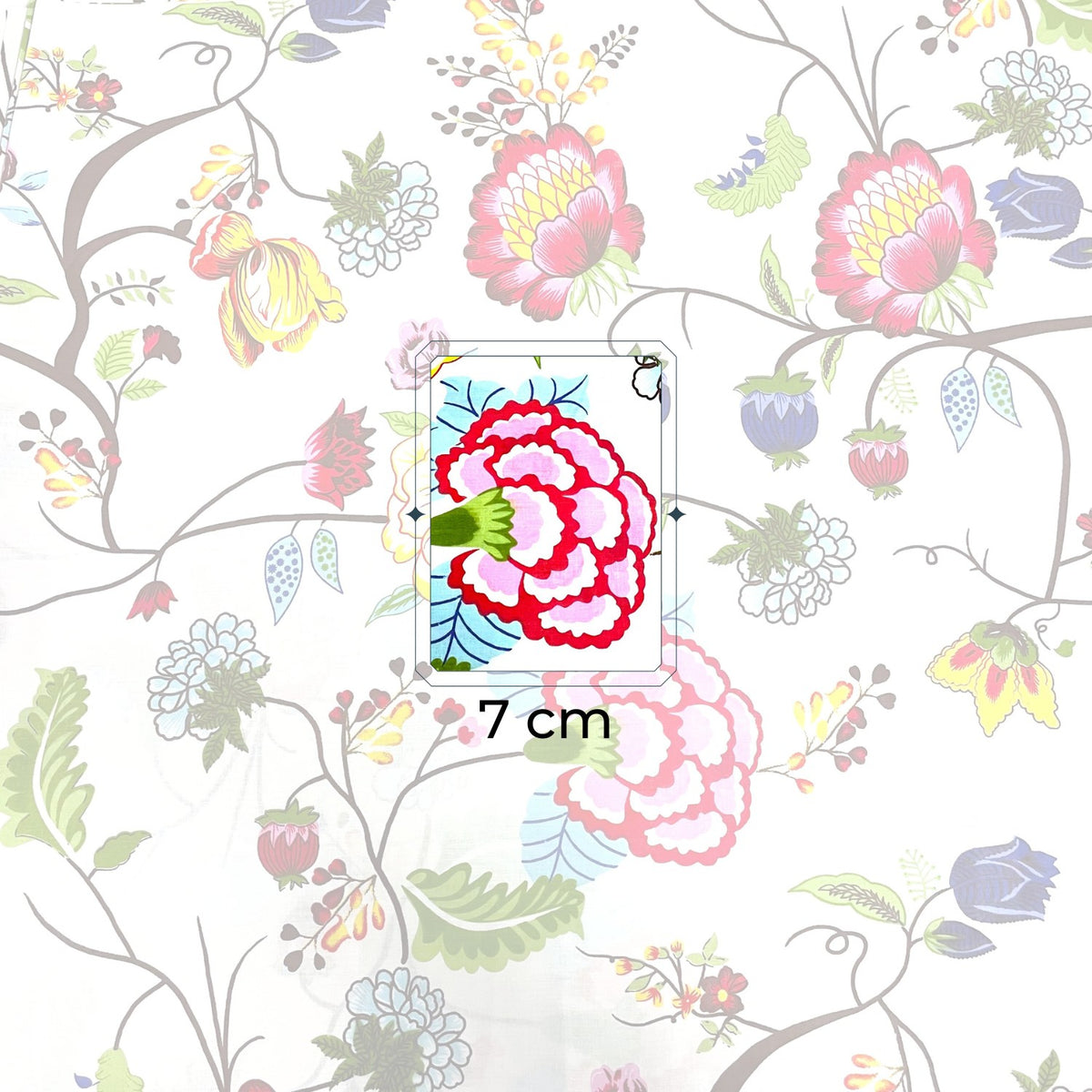 Cotton Fabric - Flowers on White