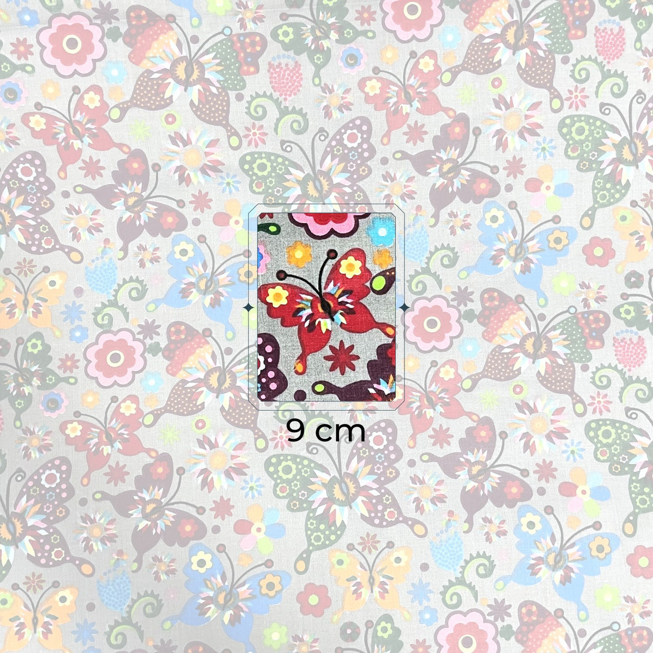 Cotton Fabric - Folk Butterflies Gray