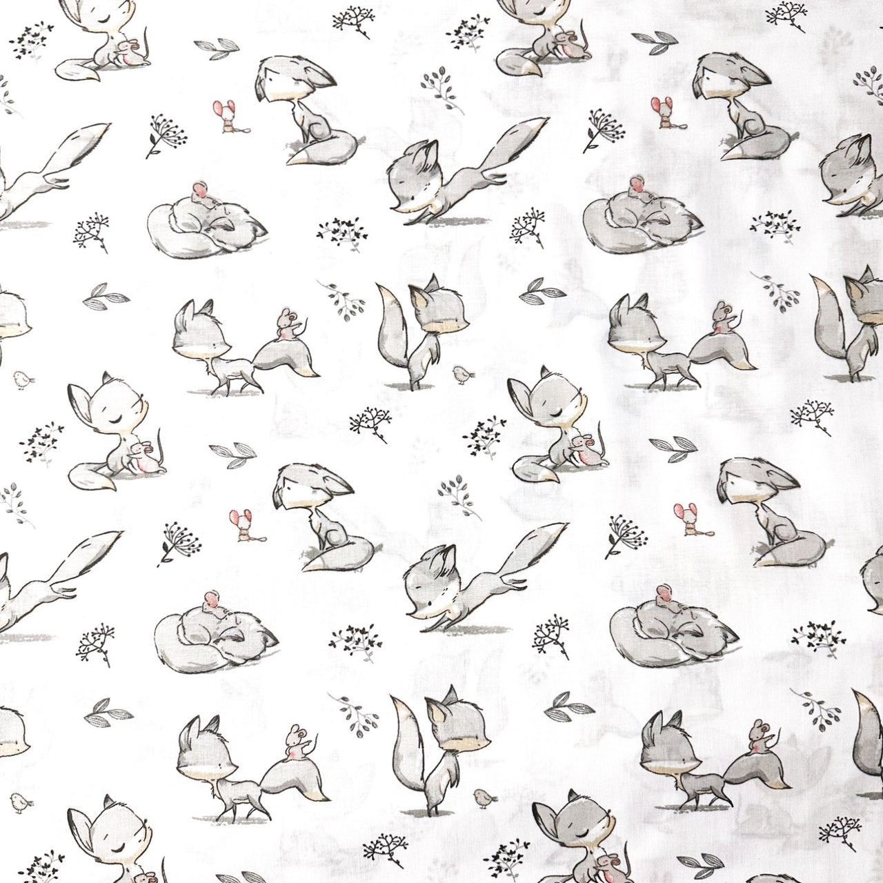 Cotton Fabric - Fox and mouse