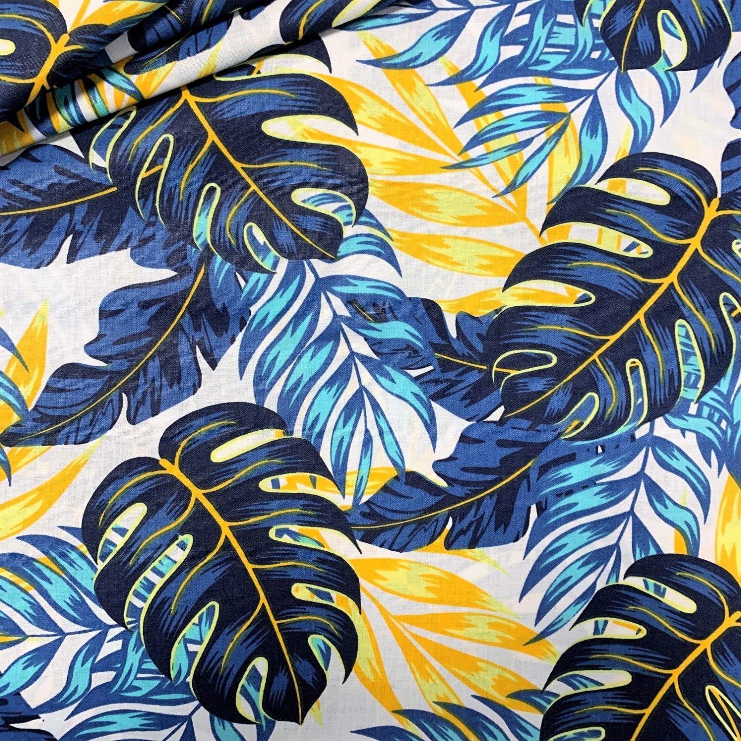 Cotton Fabric - Gold Monstera