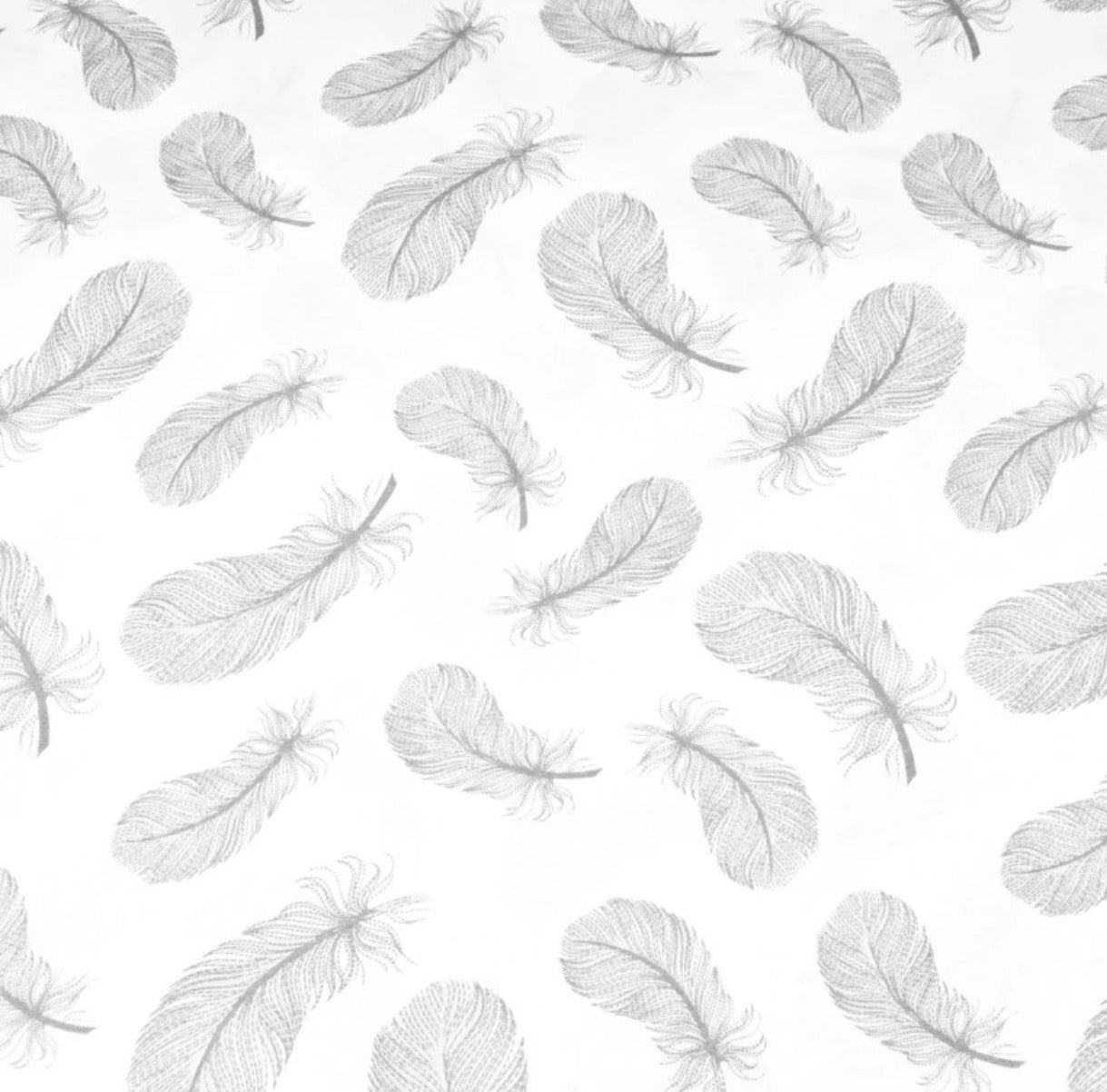 Cotton Fabric - Grey Feathers