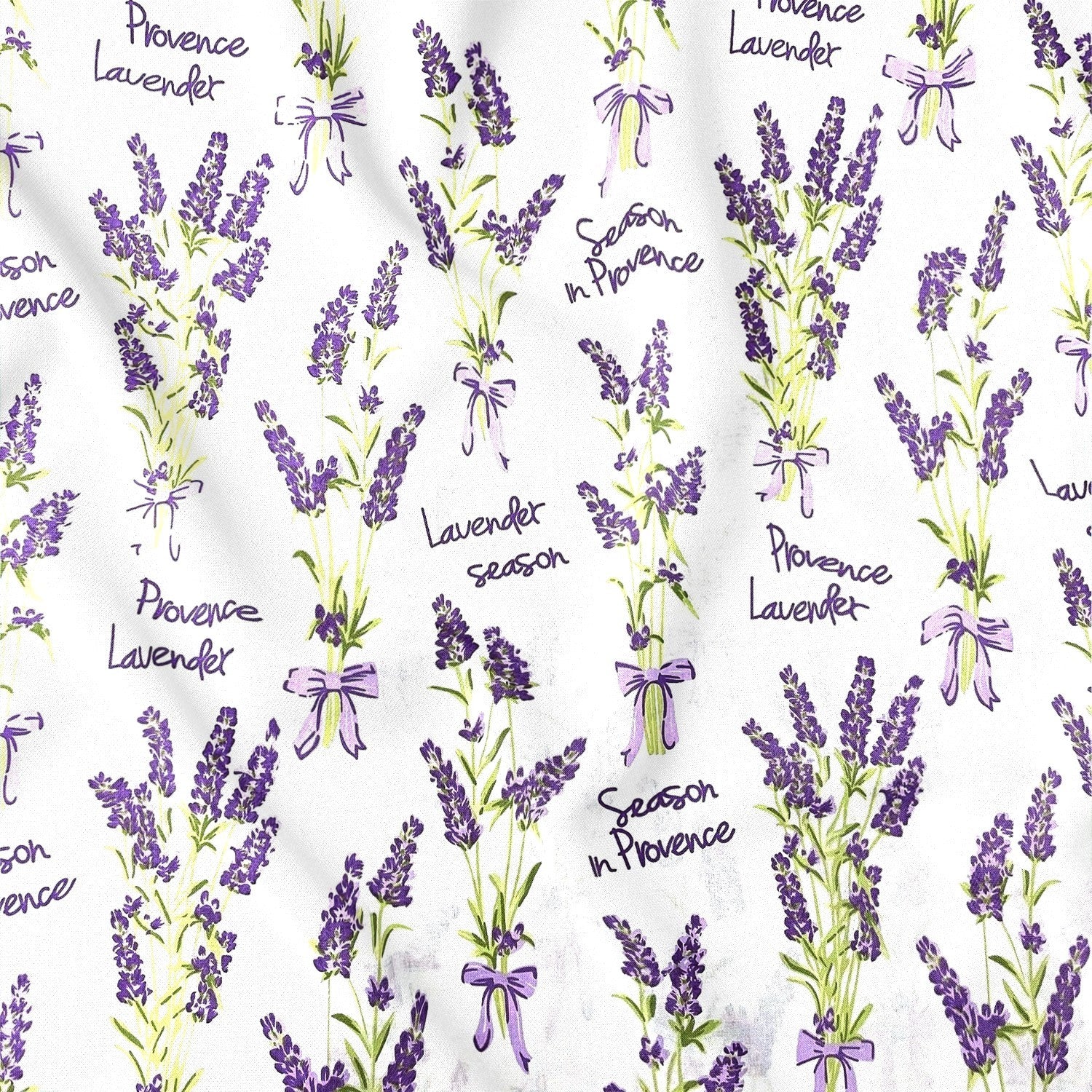 Cotton Fabric - Lavender Flowers on White