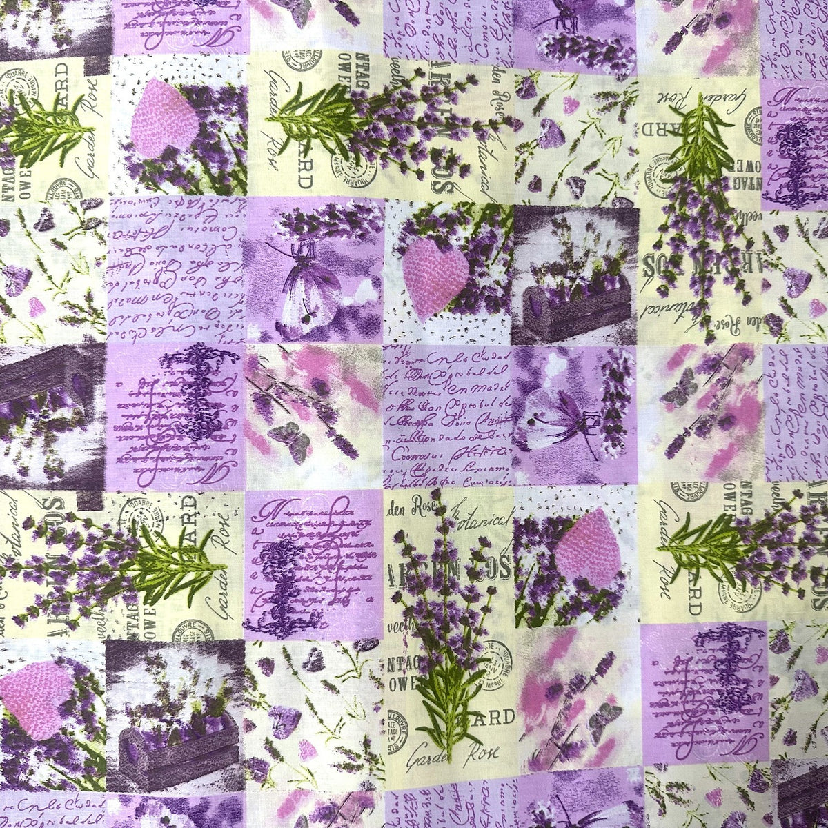 Cotton Fabric - Lavender Purple Patchwork
