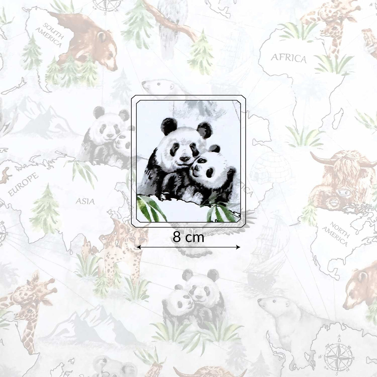 Cotton Fabric - Maps and animals