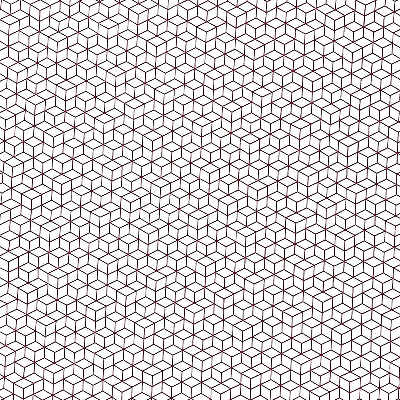 Cotton Fabric - Maroon 3D Cubes