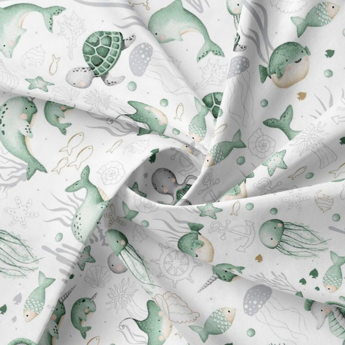 Cotton Fabric - Mint Ocean