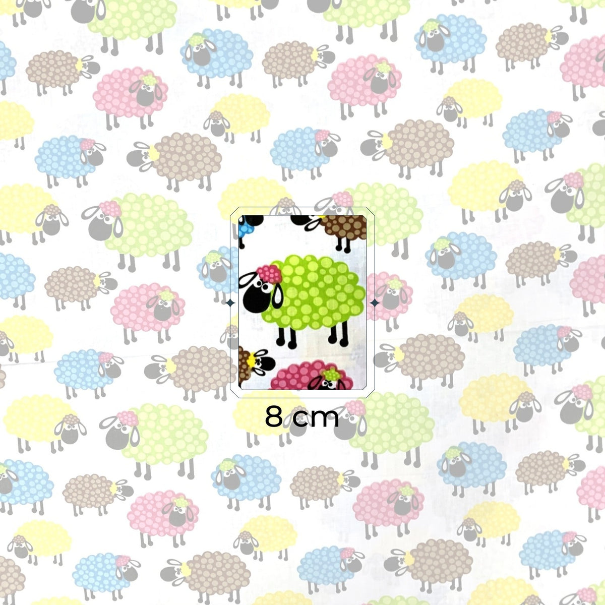 Cotton Fabric - Multicolor Sheep