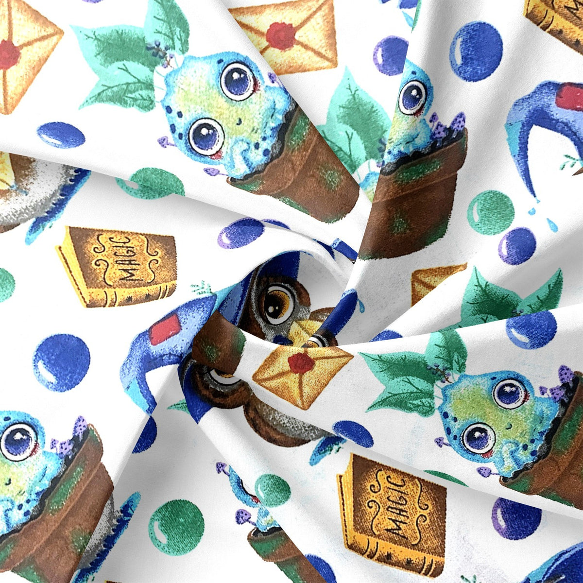 Cotton Fabric - Owls, Wizards