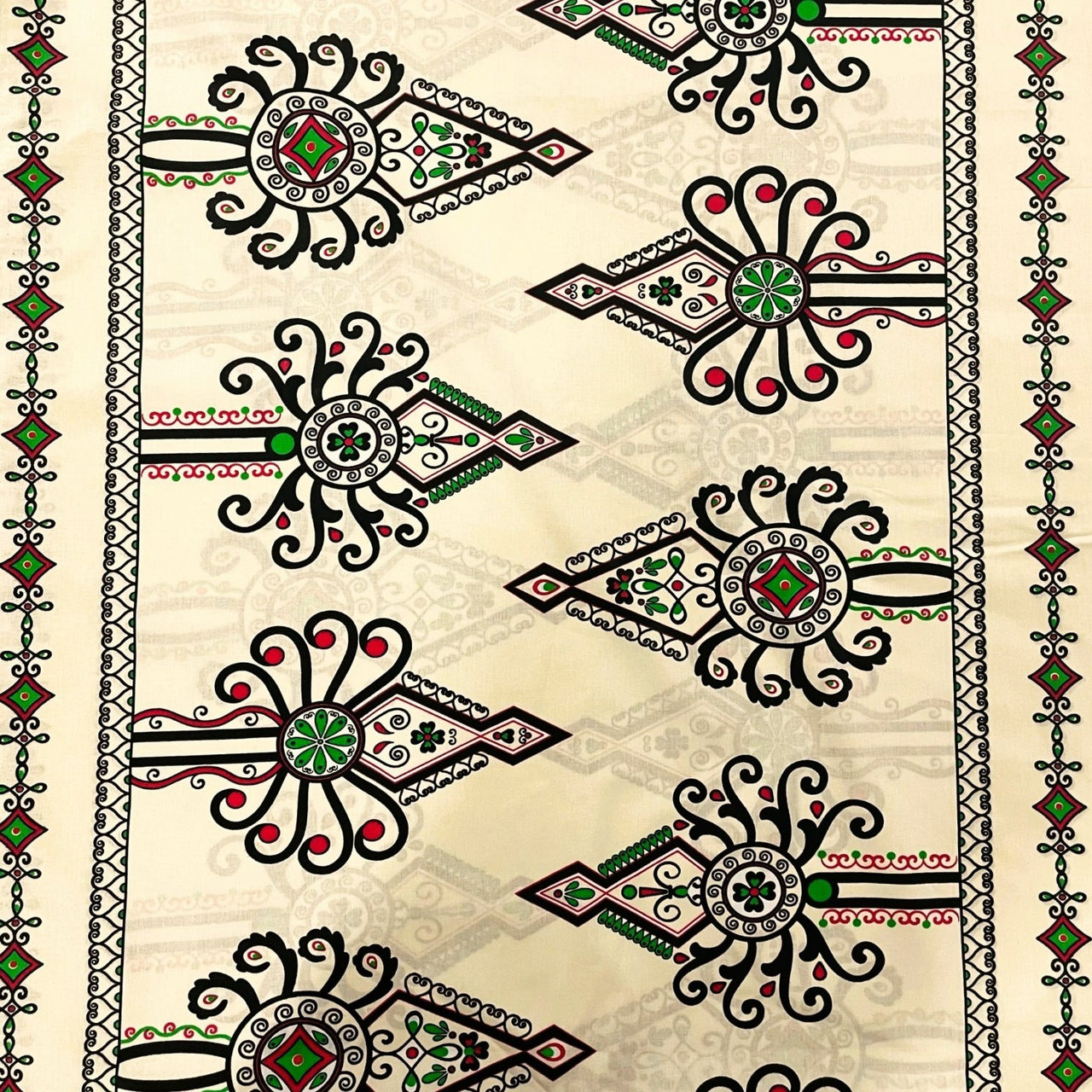 Cotton Fabric - Parzenica Highland Folklore Pattern Beige