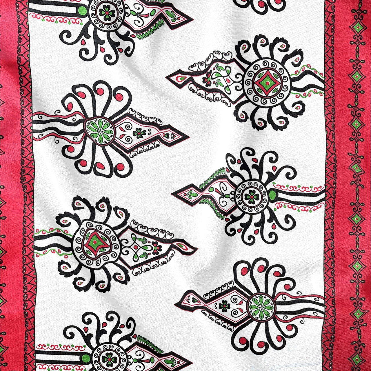 Cotton Fabric - Parzenica Highland Folklore Pattern Red
