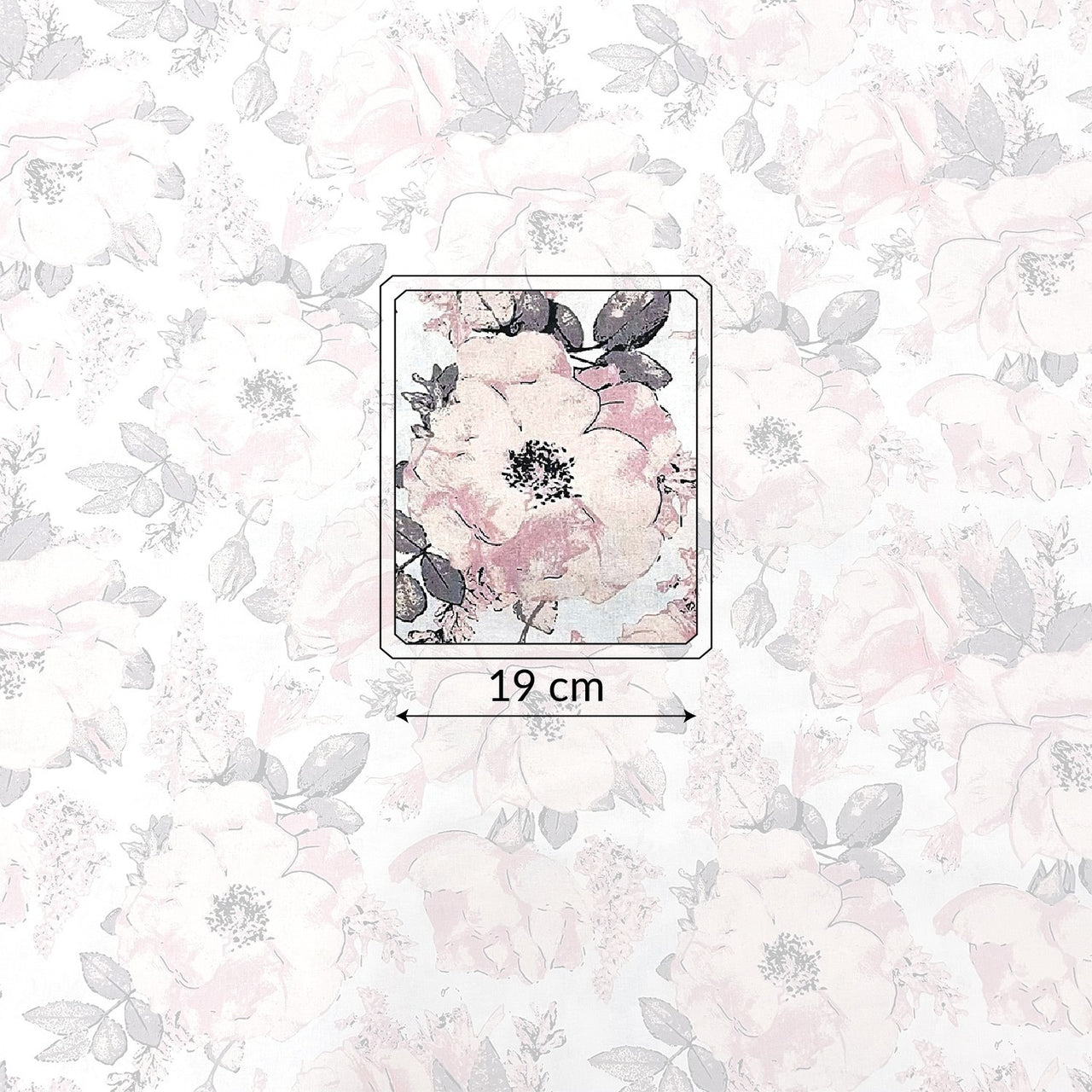 Cotton Fabric - Peonies on White