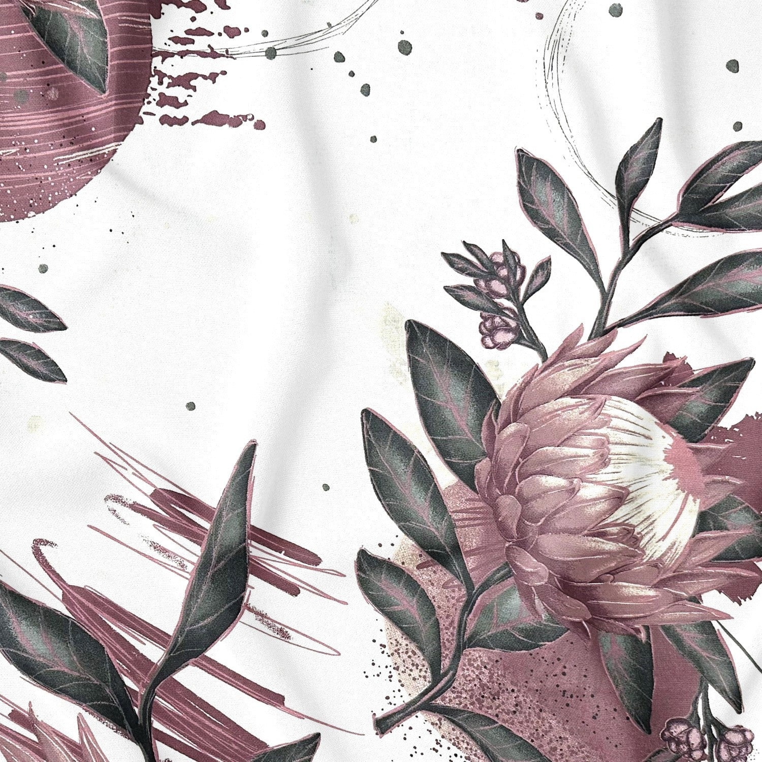 Cotton Fabric - Protea Flower, burgundy