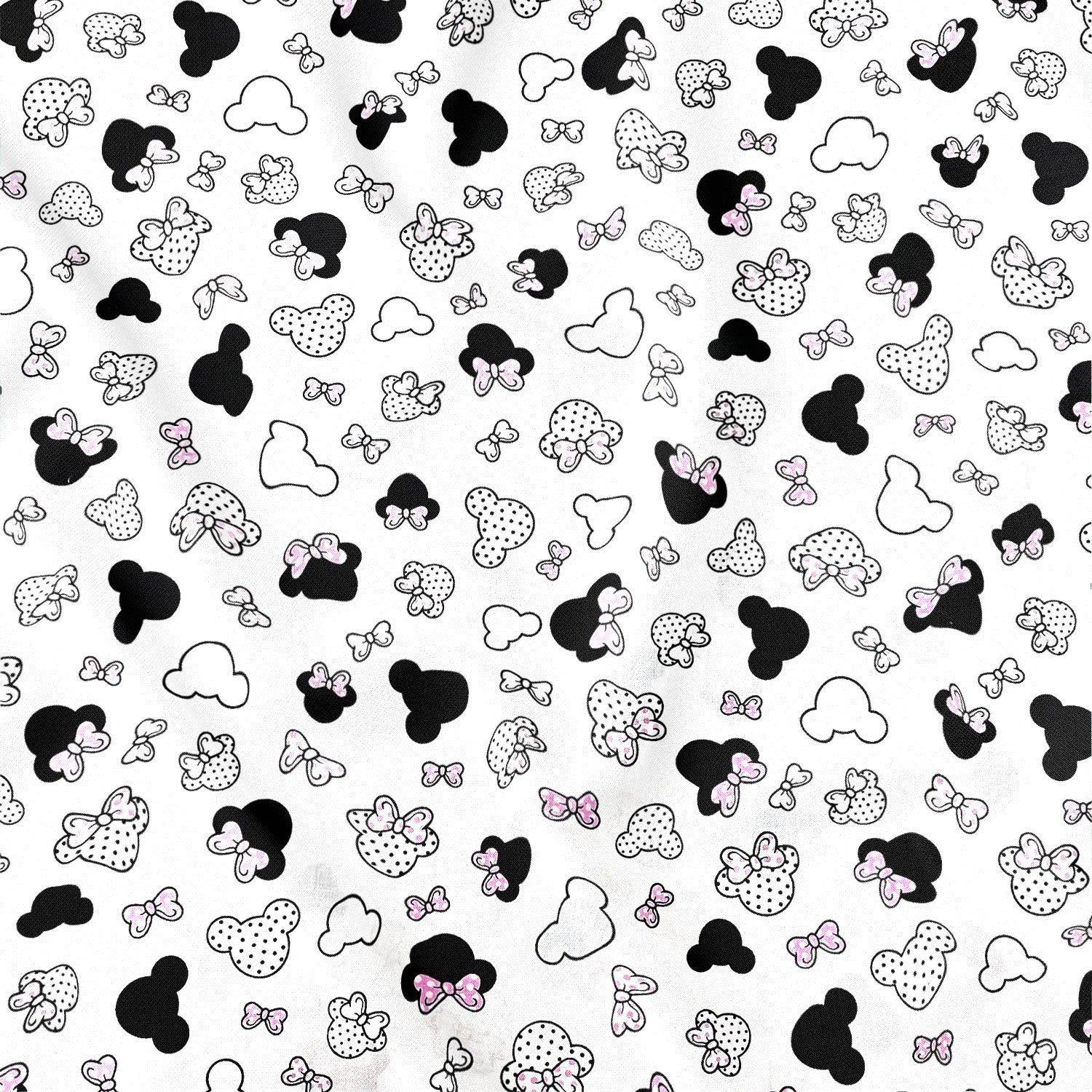 Cotton Fabric - Small Pink Mickey Mouse with Dots