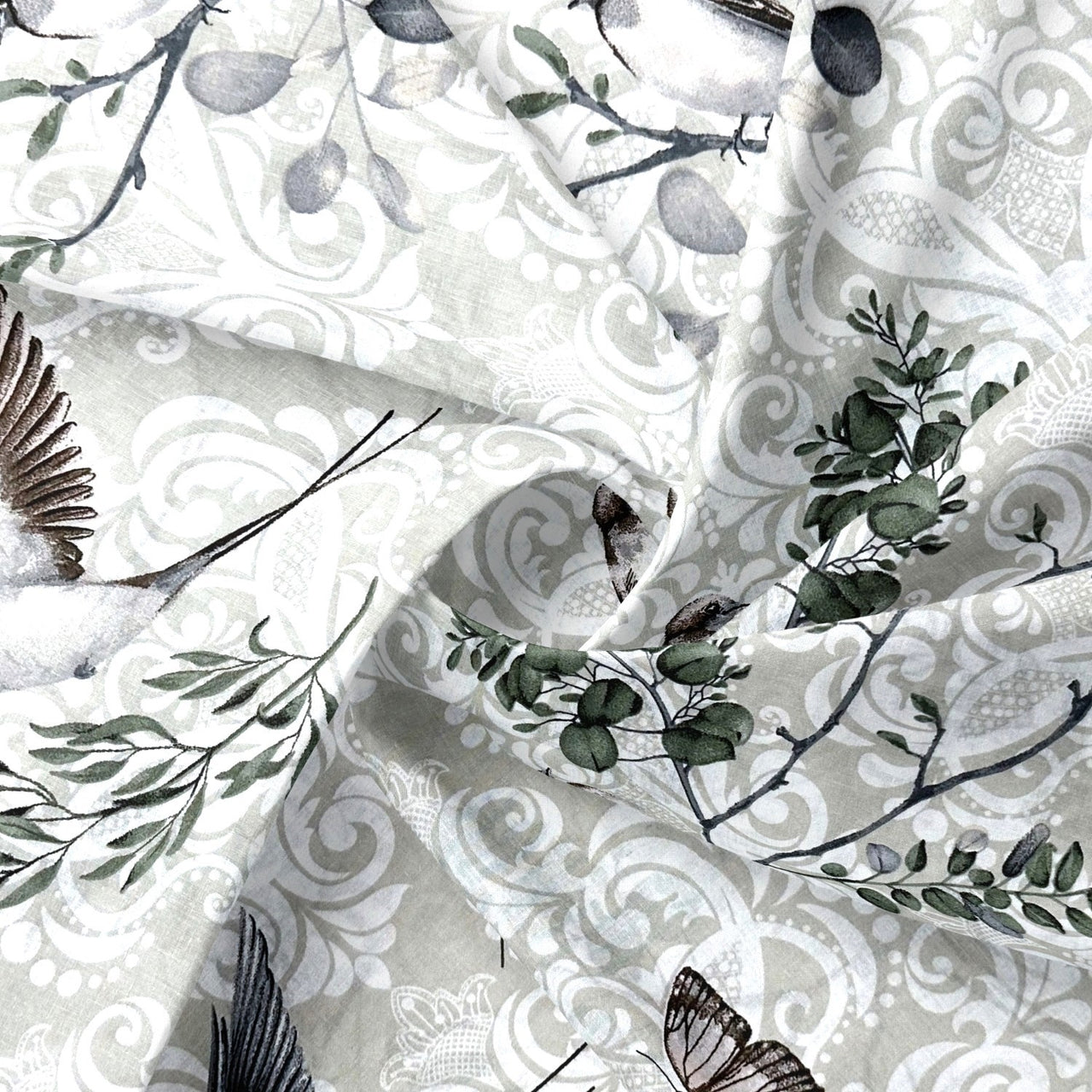 Cotton Fabric - Sparrows and Twigs