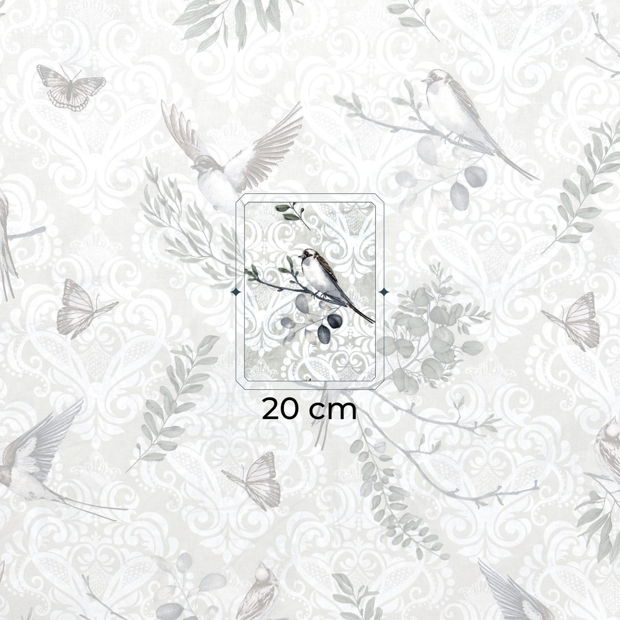 Cotton Fabric - Sparrows and Twigs