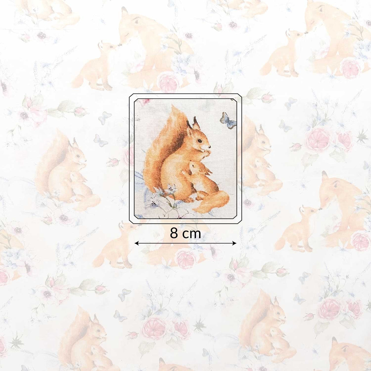 Cotton Fabric - Squirrel and Fox