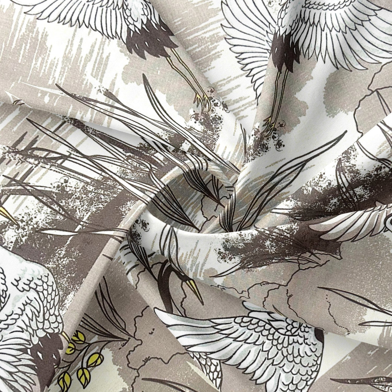 Cotton Fabric - Stork with Floral Pattern