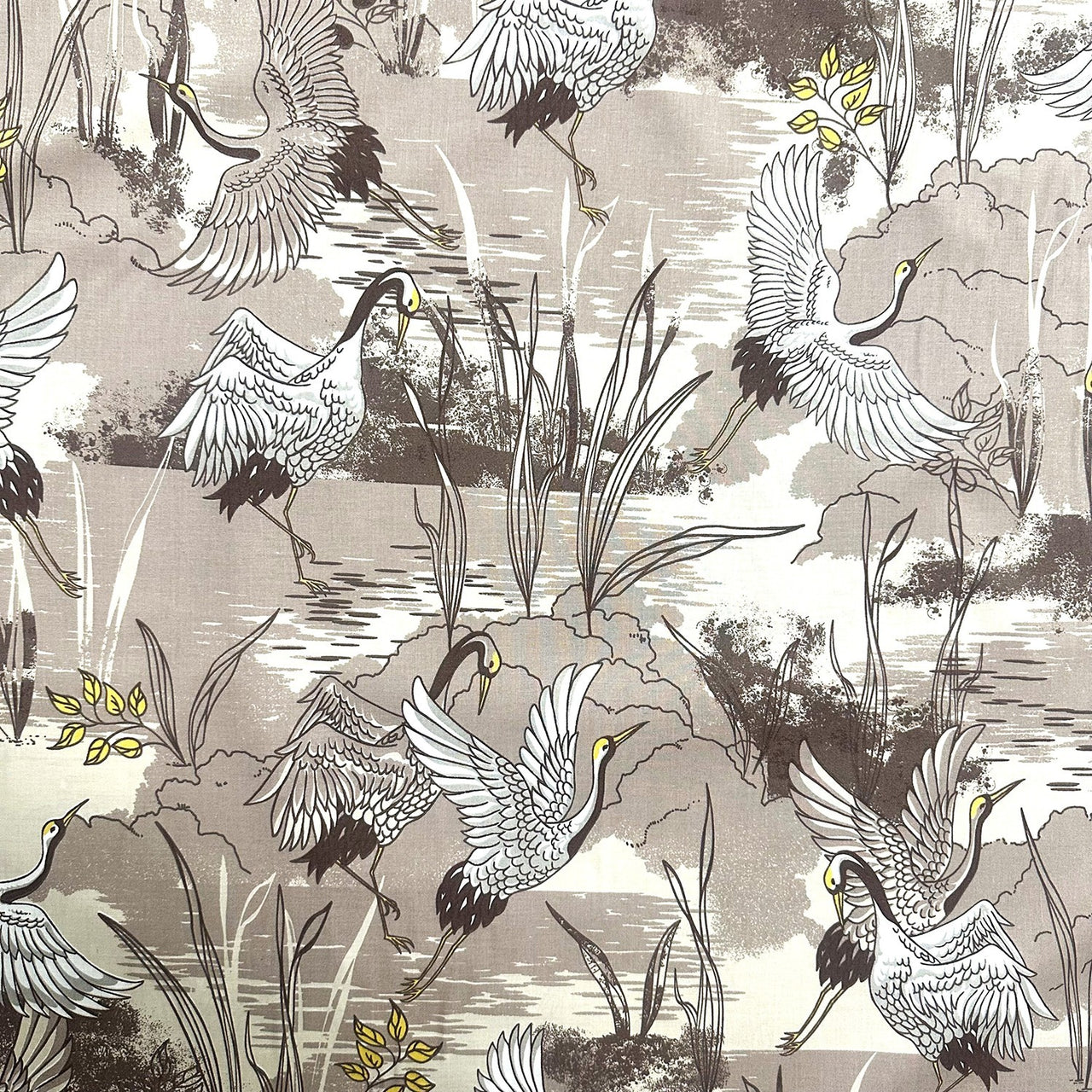 Cotton Fabric - Stork with Floral Pattern