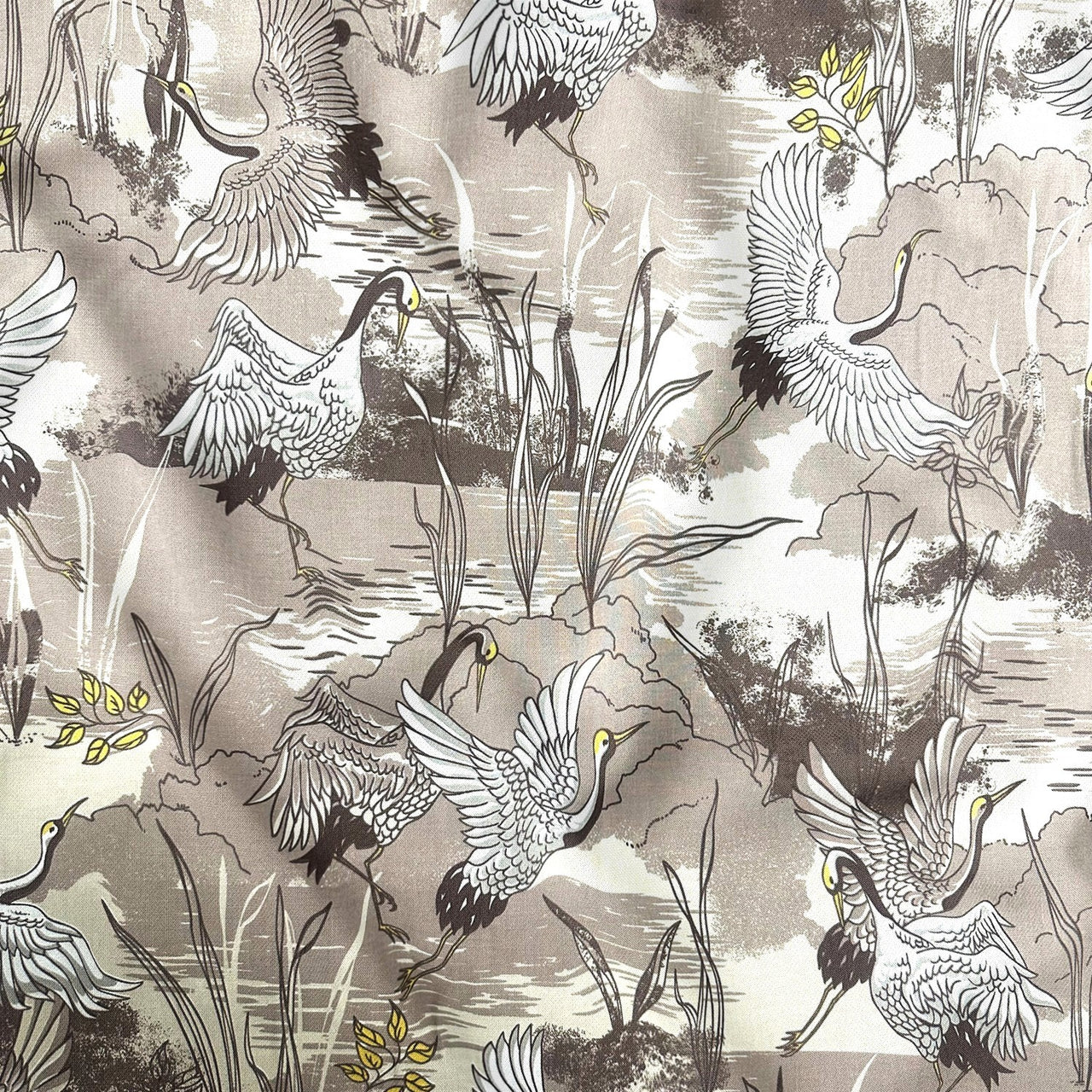 Cotton Fabric - Stork with Floral Pattern