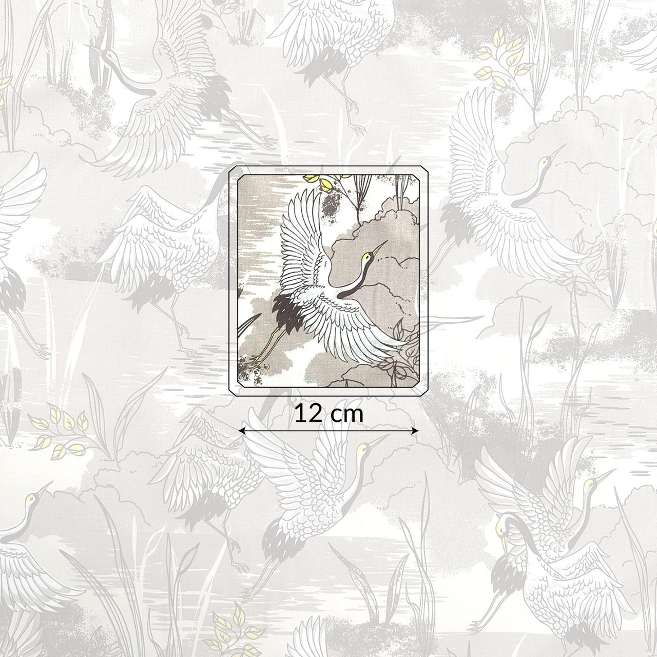 Cotton Fabric - Stork with Floral Pattern