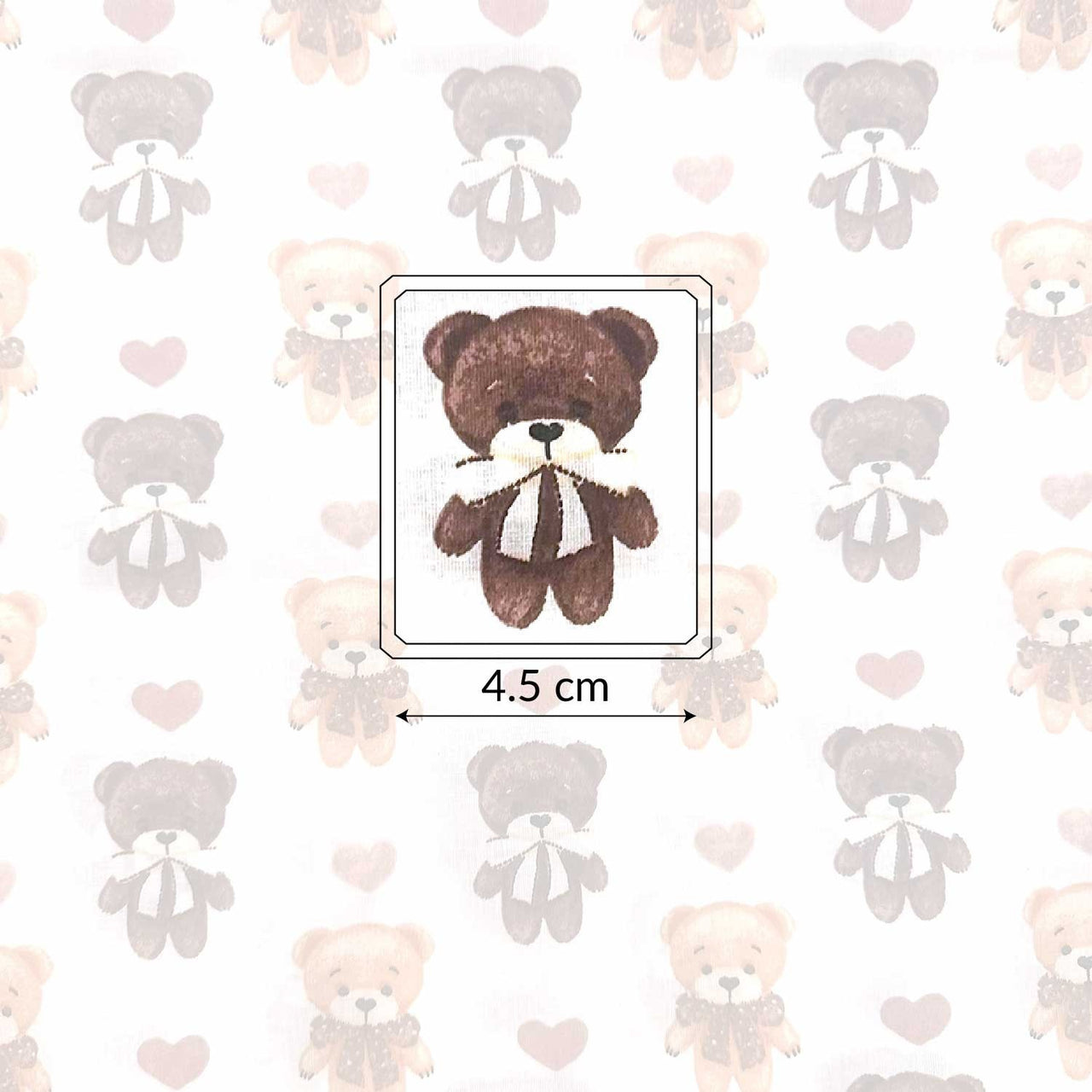 Cotton Fabric - Teddy Bear and Hearts