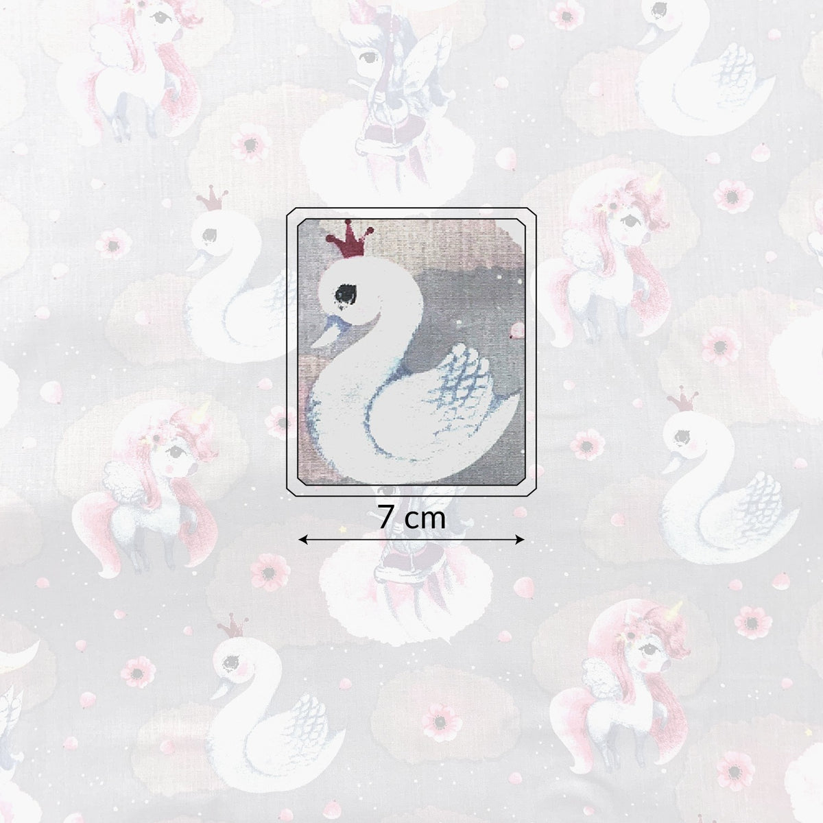 Cotton Fabric - Unicorns and Swans Grey