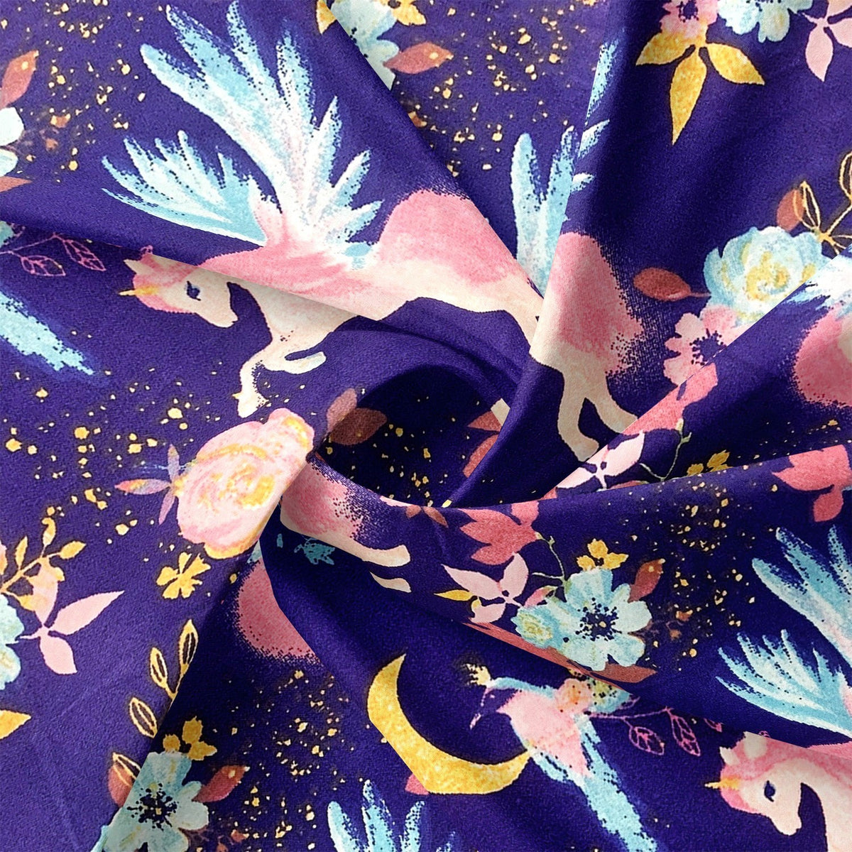 Cotton Fabric - Unicorns and Wings