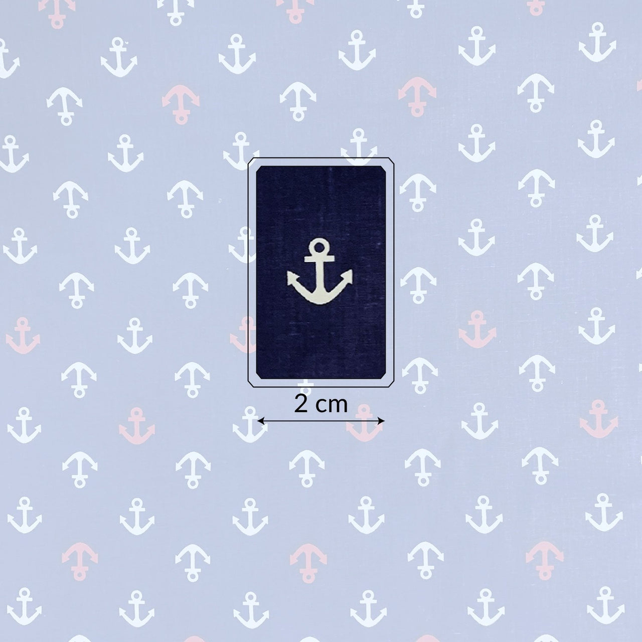 Cotton Fabric - White-Red Anchors on Navy Blue