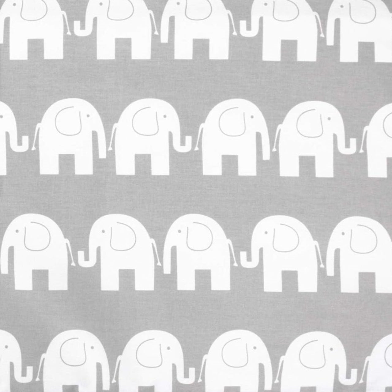 Cotton Fabric - White Elephants on Gray