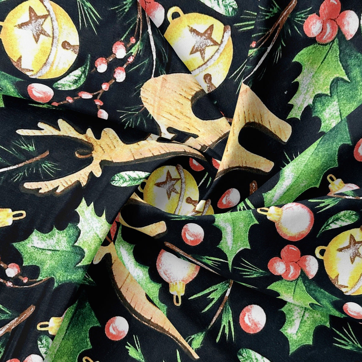 Cotton Fabric - Wooden reindeer