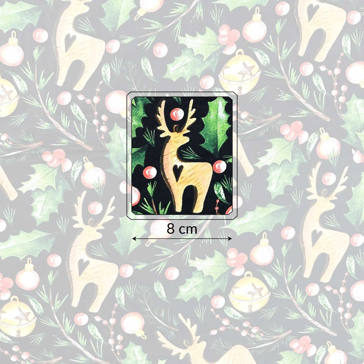 Cotton Fabric - Wooden reindeer
