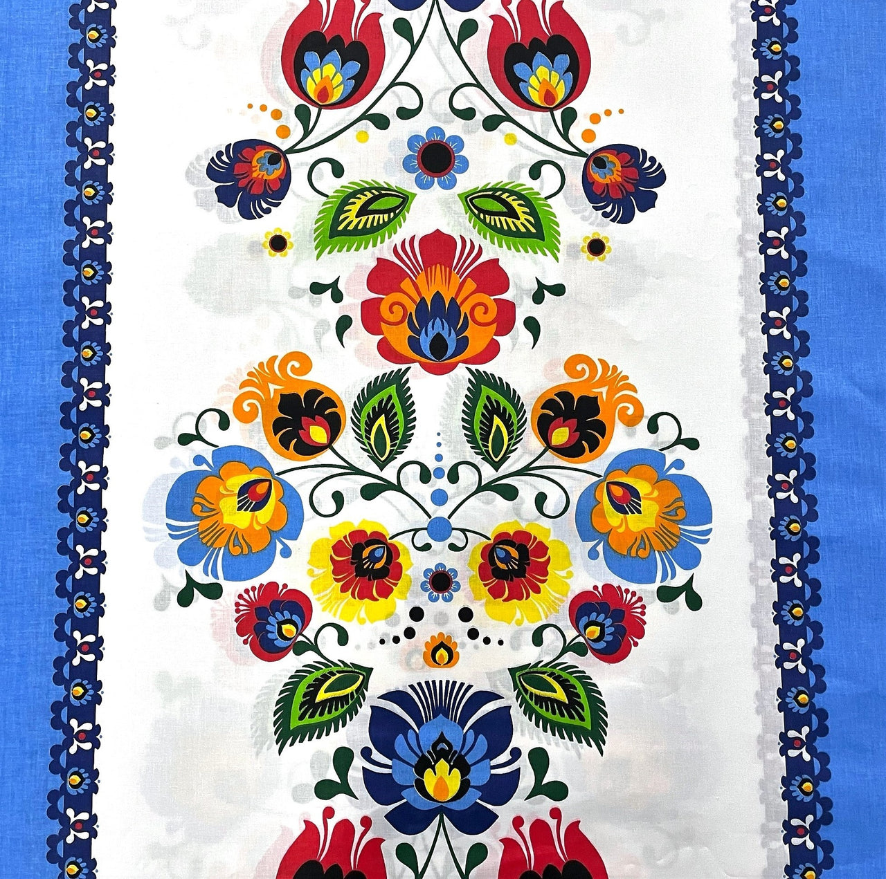 Cotton Fabric - Łowicz Folklore Stripes Blue