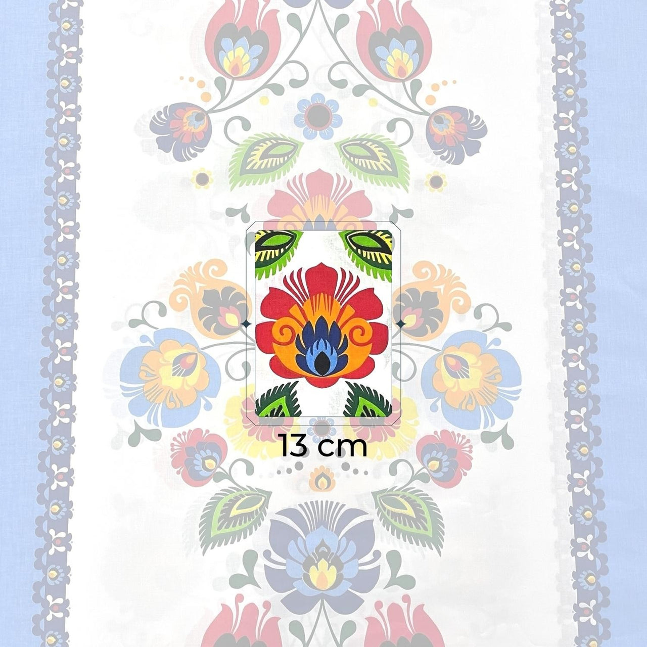 Cotton Fabric - Łowicz Folklore Stripes Blue