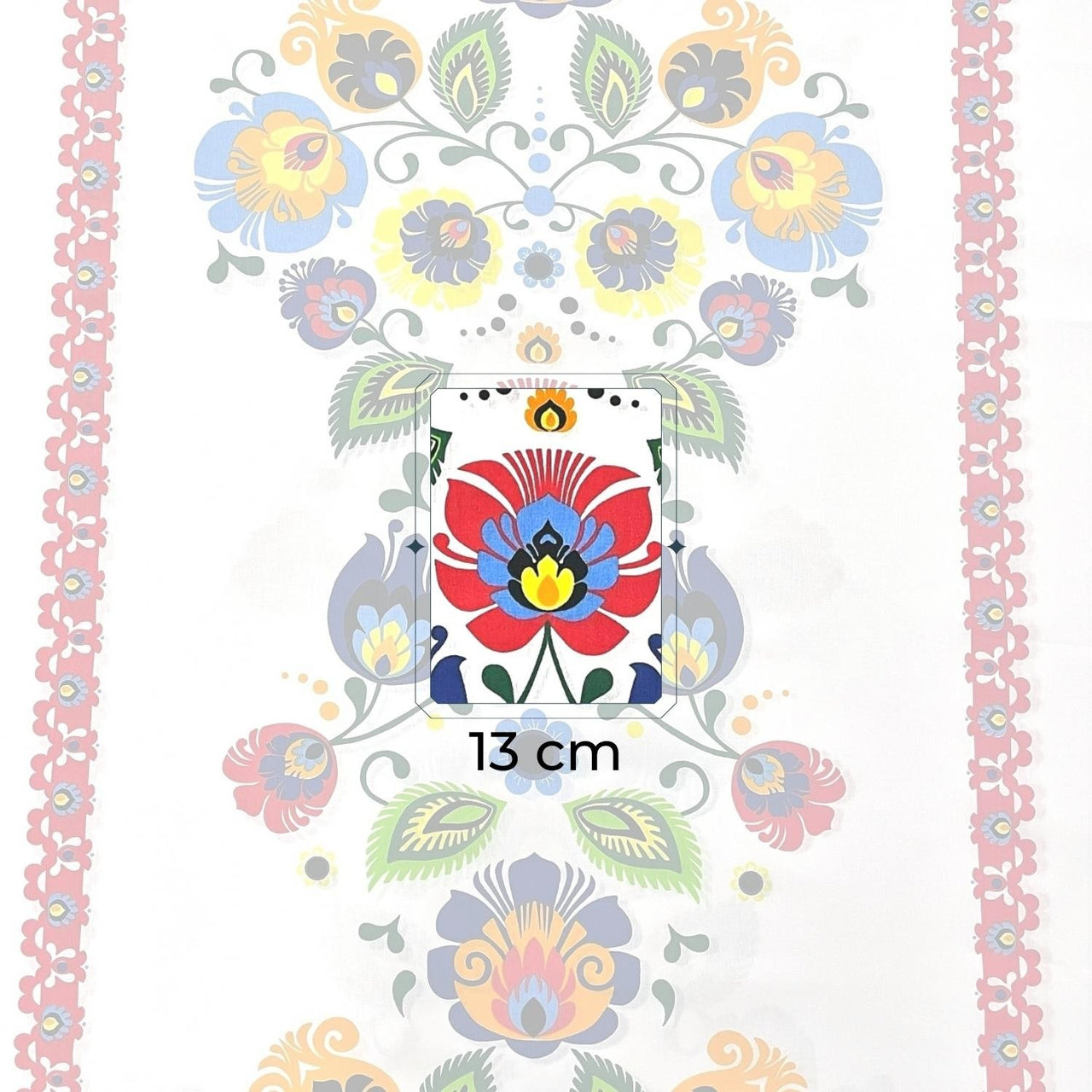 Cotton Fabric - Łowicz Folklore Stripes White